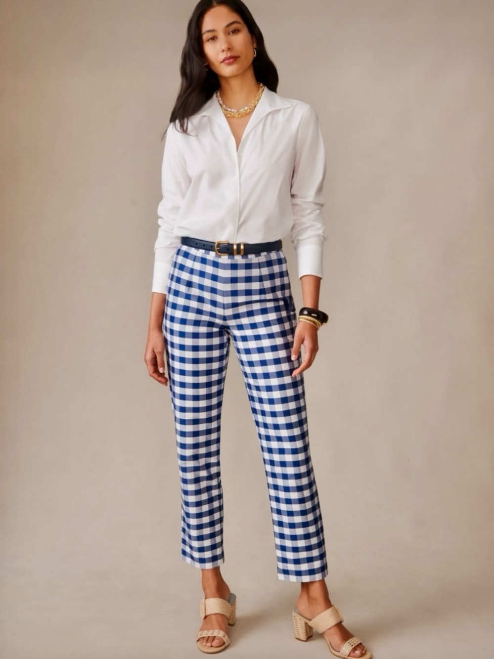 J. McLaughlin Millbrook Silk Blend Pants in Gingham Size 0 Fits 4-6